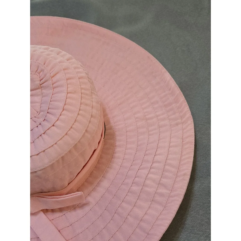 Scala Womens Sun Hat Wide‎ Brim Packable Salmon Pink Beach Straw Visor Summer